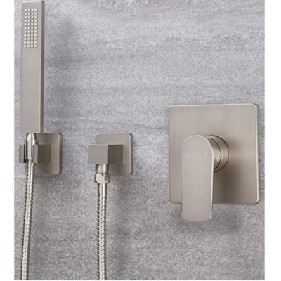 Homestylestore Brushed Nickel Manual Mixer Valve Hand Shower Kit from B&Q