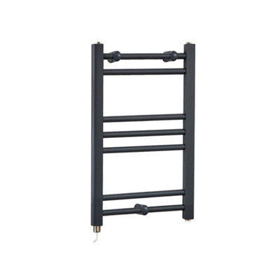 Homestylestore Anthracite Straight Ladder Electric Heated Towel Rail 600mm X 400mm from B&Q
