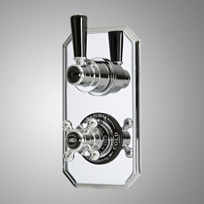 Homestylestore Chrome And Black 2 Outlet Concealed Twin Diverter Thermostatic Mixer Shower Valve from B&Q