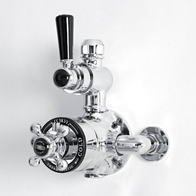 Homestylestore Chrome And Black Exposed Twin Thermostatic Mixer Shower Valve from B&Q