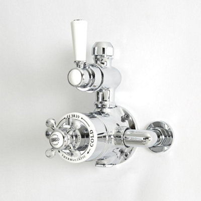 Homestylestore Chrome And White Exposed Thermostatic Mixer Shower Valve from B&Q