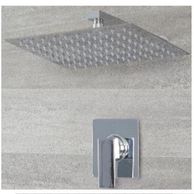 Homestylestore Chrome Manual Mixer Shower Valve With 300mm Wall Mounted Square Shower Head from B&Q