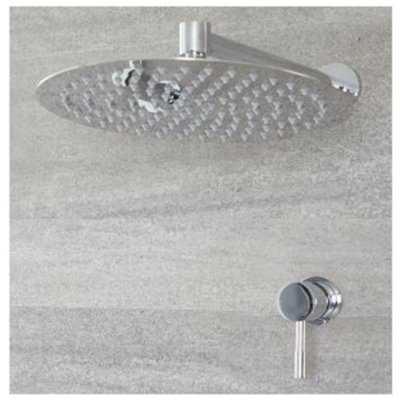 Homestylestore Chrome Manual Mixer Shower Valve With 300mm Wall Mounted Round Shower Head from B&Q