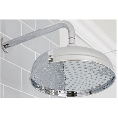 Homestylestore Chrome 300mm Round Fixed Shower Head With Wall Arm from B&Q