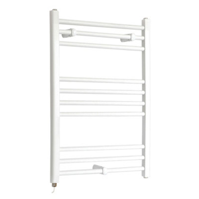 Homestylestore White Straight Ladder Electric Heated Towel Rail 800 X 600mm from B&Q
