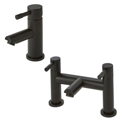 Homestylestore Black Bathroom Basin Mono Mixer Tap And Bath Filler Tap from B&Q