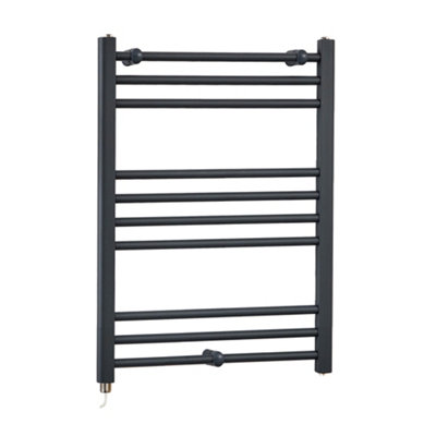 Homestylestore Anthracite Straight Ladder Electric Heated Towel Rail 800 X 600mm from B&Q