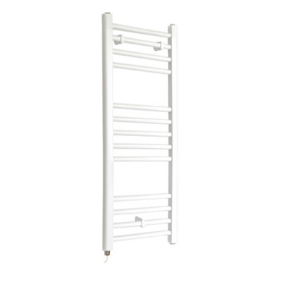 Homestylestore White Straight Ladder Electric Heated Towel Rail 1000 X 400mm from B&Q