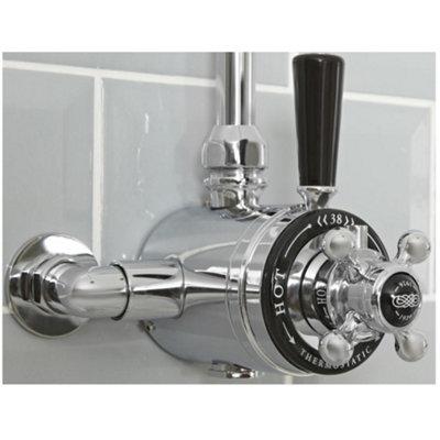 Homestylestore Chrome And Black Dual Exposed Thermostatic Mixer Shower Valve from B&Q