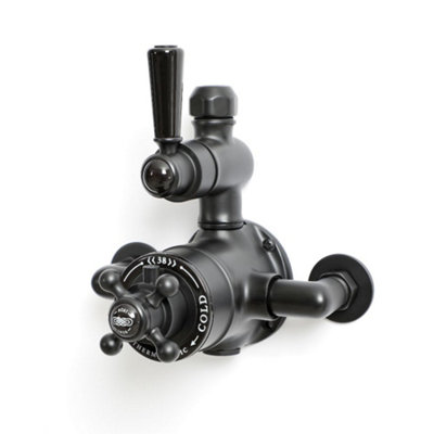 Homestylestore Black Exposed Twin Thermostatic Mixer Shower Valve from B&Q