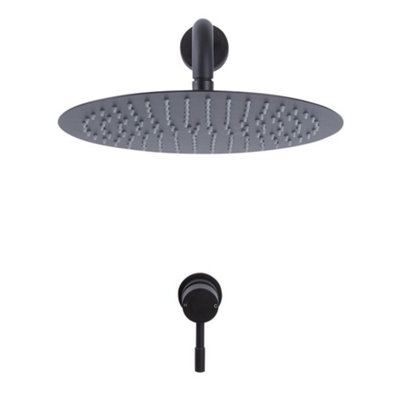 Homestylestore Black Manual Mixer Shower Valve With 300mm Round Shower Head And Wall Mounted Arm from B&Q