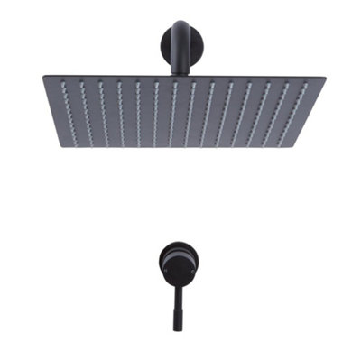 Homestylestore Black Manual Mixer Shower Valve With 300mm Square Shower Head And Wall Mounted Arm from B&Q