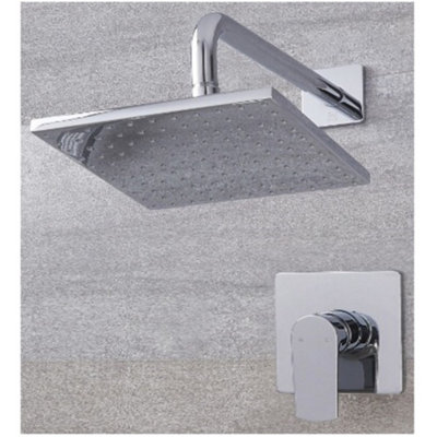 Homestylestore Chrome Manual Mixer Valve With Square Shower Head And Wall Arm from B&Q