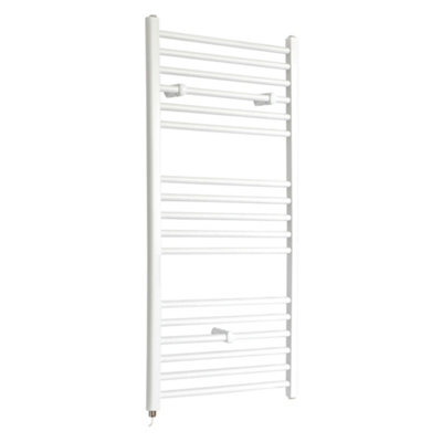 Homestylestore White Straight Ladder Electric Heated Towel Rail 1200 X 500mm from B&Q