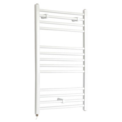 Homestylestore White Straight Ladder Electric Heated Towel Rail 1000 X 600mm from B&Q