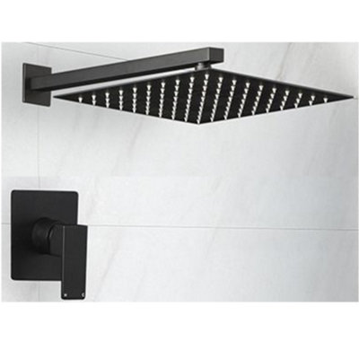 Homestylestore Black Manual Mixer Valve With 300mm Wall Mounted Square Shower Head from B&Q