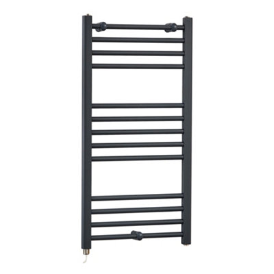 Homestylestore Anthracite Straight Ladder Electric Heated Towel Rail 1000 X 500mm from B&Q