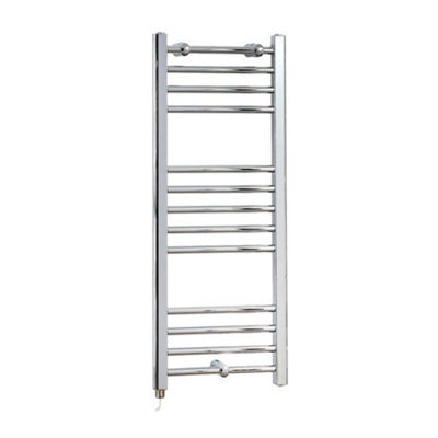 Homestylestore Chrome Straight Ladder Electric Heated Towel Rail 1000 X 400mm from B&Q