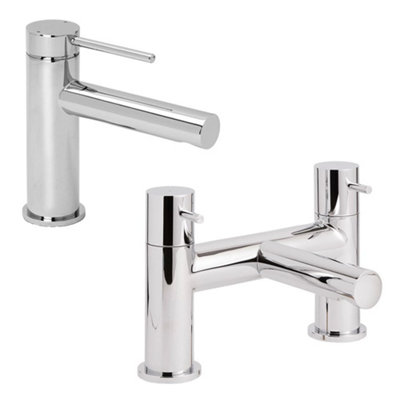 Homestylestore Chrome Bathroom Basin Mixer Tap And Bath Filler Tap from B&Q