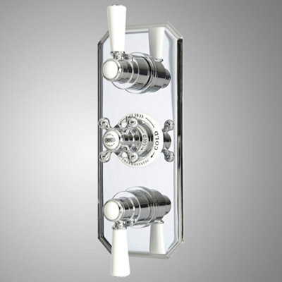 Homestylestore Chrome White Concealed Diverter Thermostatic Mixer Shower Valve from B&Q