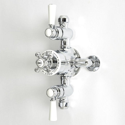 Homestylestore Chrome White Exposed Thermostatic Mixer Shower Valve from B&Q