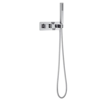 Homestylestore Chrome Twin Diverter Thermostatic Mixer Valve With Hand Shower Kit from B&Q