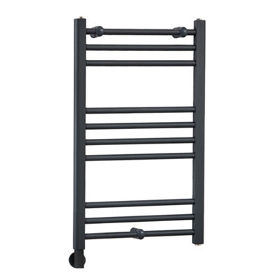 Homestylestore Anthracite Curved Ladder Electric Heated Towel Rail And Cable Cover 800 X 500mm from B&Q