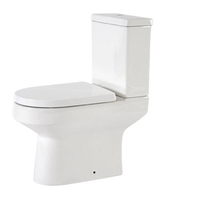 Homestylestore White Close Coupled Toilet With Soft Close Seat And Chrome Flush Button from B&Q