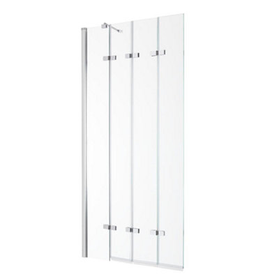 Homestylestore 1400 X 800mm Bathroom Bath Shower Glass Folding Screen Chrome from B&Q
