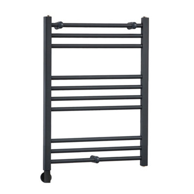 Homestylestore Anthracite Straight Ladder Electric Heated Towel Rail And Cable Cover 800 X 600mm from B&Q