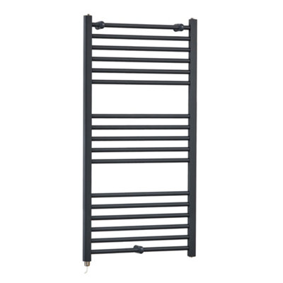 Homestylestore Anthracite Straight Ladder Electric Heated Towel Rail 1200 X 600mm from B&Q