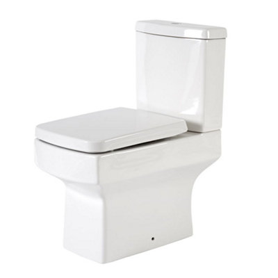 Homestylestore White Close Coupled Toilet Wc With Soft Close Seat And Chrome Flush Button from B&Q