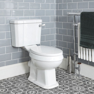 Homestylestore White Close Coupled Toilet Wc With Chrome And White Flush Lever Handle from B&Q
