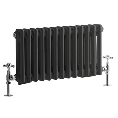 Homestylestore Anthracite Cast Iron Style Horizontal Double Column Radiator 300 X 605mm from B&Q