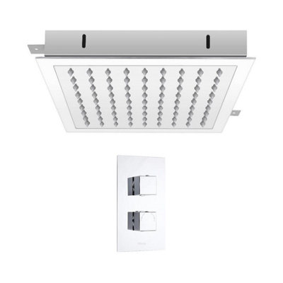 Homestylestore Chrome Thermostatic Mixer Valve With 280mm Recessed Square Shower Head