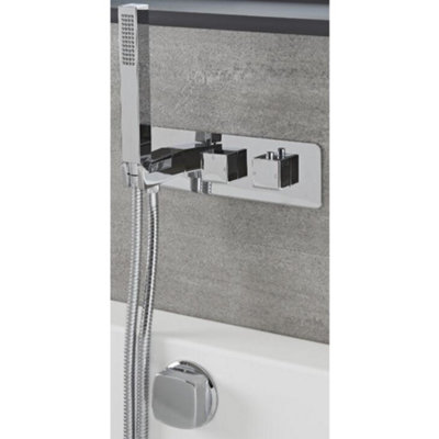 Homestylestore Chrome Twin Diverter Thermostatic Mixer Valve With Hand Shower And Overflow Bath Filler from B&Q
