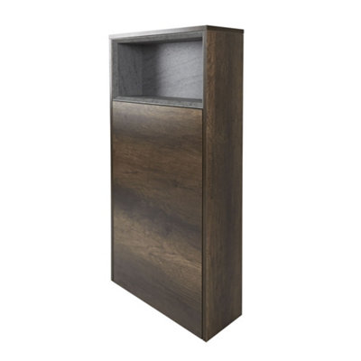 B&Q -  600mm Dark Oak Open Shelf Bathroom Toilet Wc Unit