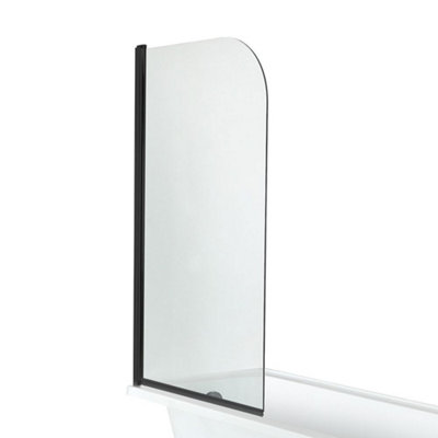 Homestylestore 1400 X 800mm Curved Top Glass Bathroom Bath Shower Screen Black from B&Q