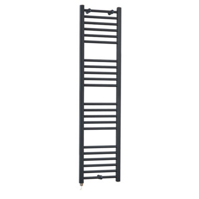 Homestylestore Anthracite Straight Ladder Electric Heated Towel Rail 1600 X 400mm from B&Q