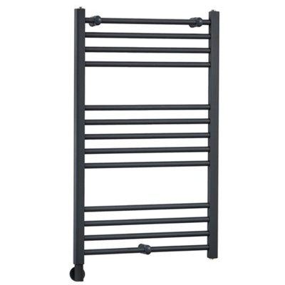 Homestylestore Anthracite Straight Ladder Electric Heated Towel Rail And Cable Cover 1000 X 600mm from B&Q