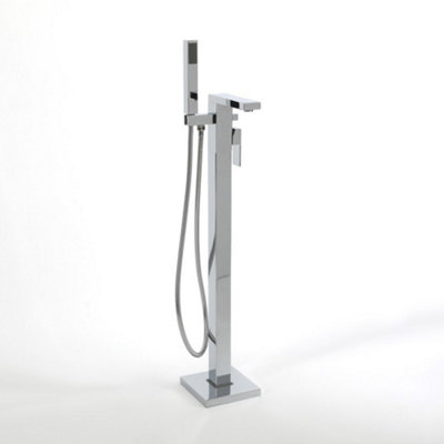 Homestylestore Chrome Freestanding Bath Shower Mixer Tap With Hand Shower Handset from B&Q