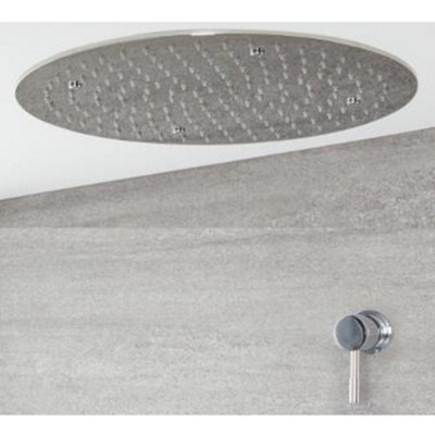 Homestylestore Chrome Manual Mixer Shower Valve With 400mm Round Recessed Shower Head from B&Q
