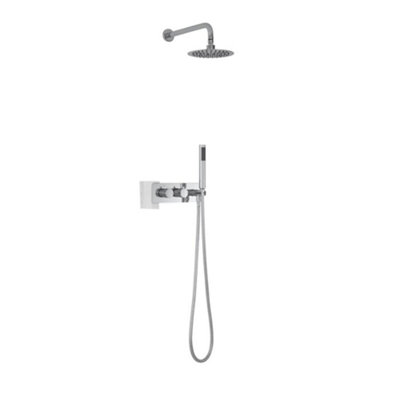 Homestylestore Chrome Thermostatic Mixer Valve With Wall Mounted 200mm Round Shower Head And Hand Shower Kit from B&Q