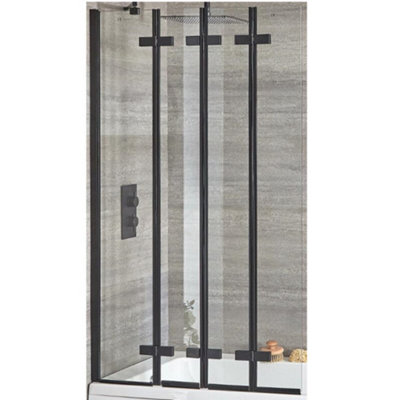 Homestylestore 800mm Folding Bath Shower Screen Black from B&Q