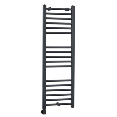 Homestylestore Anthracite Straight Ladder Electric Heated Towel Rail And Cable Cover 1200 X 400mm from B&Q