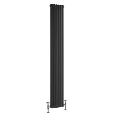 Homestylestore Anthracite Cast Iron Style Vertical Double Column Radiator 1800 X 290mm from B&Q