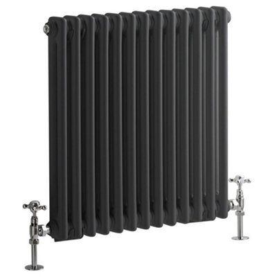 Homestylestore Anthracite Cast Iron Style Horizontal Double Column Radiator 600 X 605mm from B&Q
