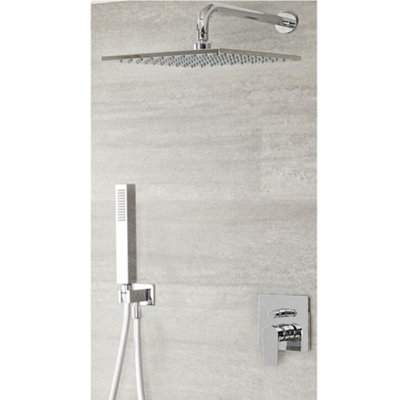 Homestylestore Chrome Manual Diverter Mixer Valve With 300mm Square Shower Head And Hand Shower from B&Q