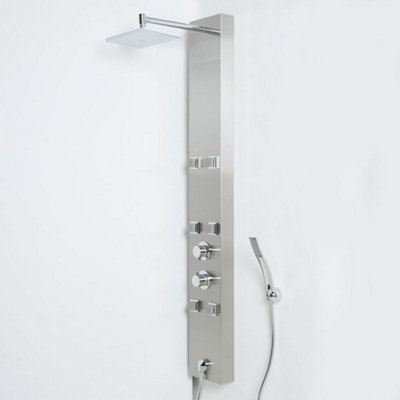 Homestylestore Chrome Exposed Thermostatic Shower Tower Panel With Shower HeadHand Shower And Body Jets from B&Q