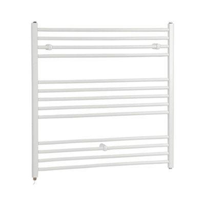 Homestylestore White Straight Ladder Electric Heated Towel Rail 1000 X 1000mm from B&Q